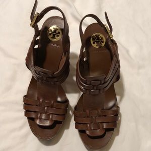 Tory Burch Brown Wedge Sandals